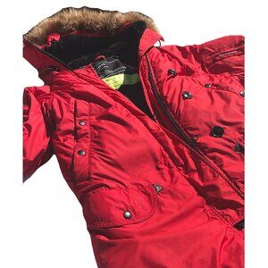 Vtg Ralph Lauren Faux Fur Red Jacket Coat Parka Puffer Goose Down Women’s S M